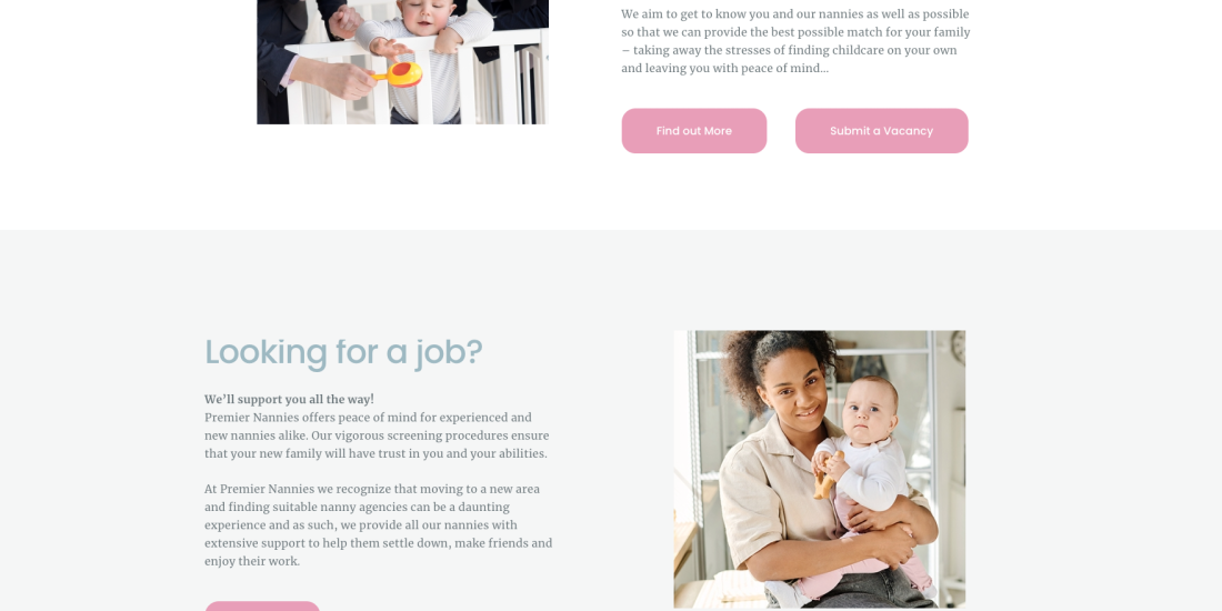 Premier Nannies Website